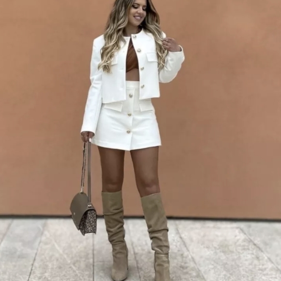 Gold Button Skort Zara White S - Picture 7 of 16